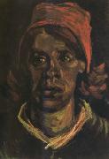 Vincent Van Gogh Head of a Peasant Woman with Red Cap (nn04) oil